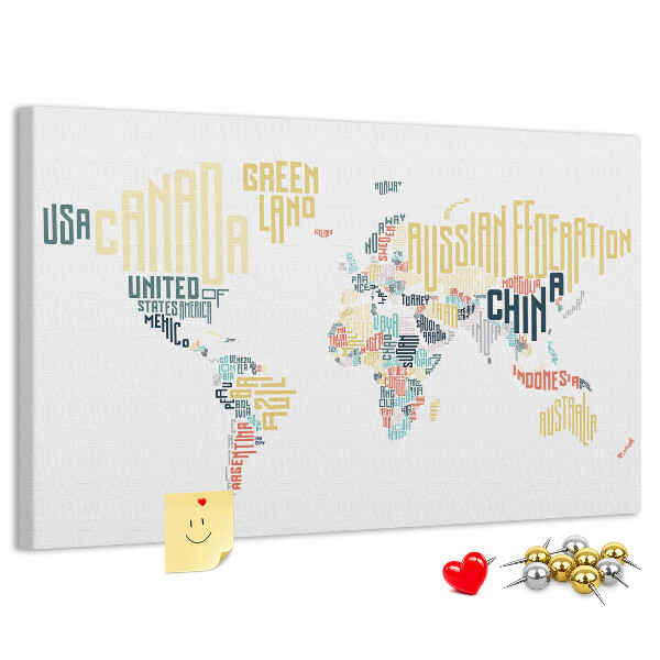 Cork memo board Country names