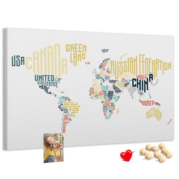 Cork memo board Country names