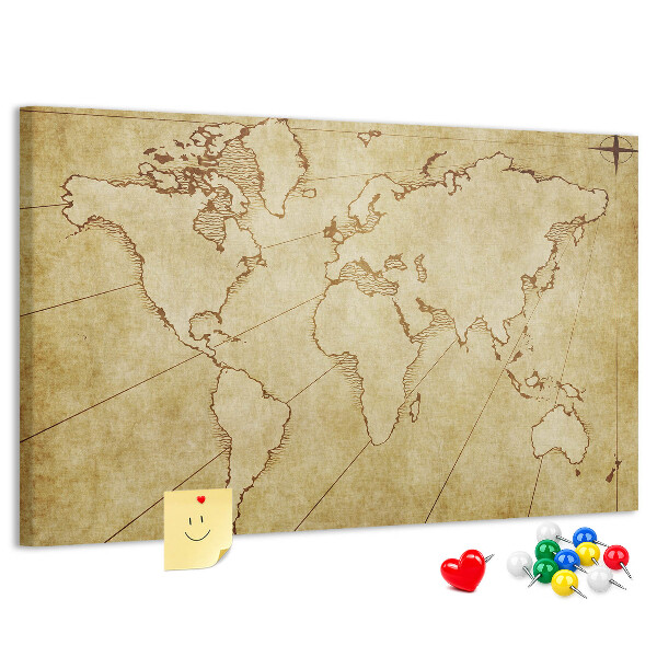 Cork board Old world map