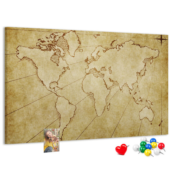Cork board Old world map