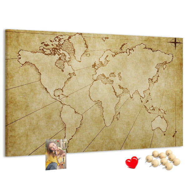 Cork board Old world map