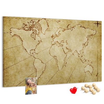 Cork board Old world map
