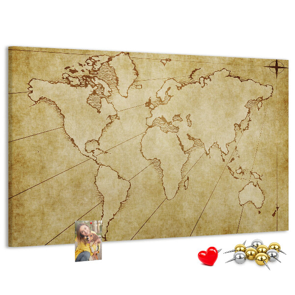 Cork board Old world map