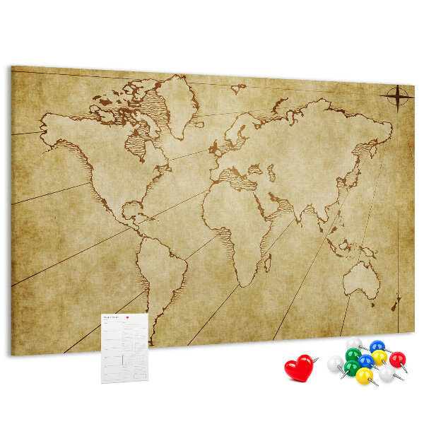 Cork board Old world map