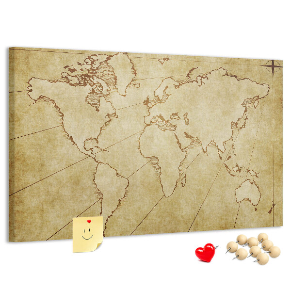 Cork board Old world map