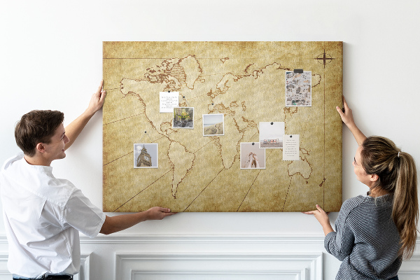 Cork board Old world map