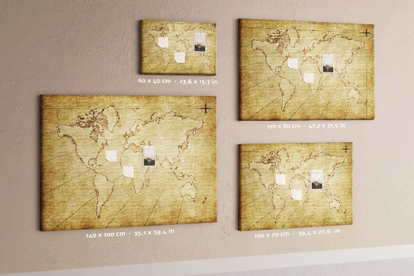 Cork board Old world map