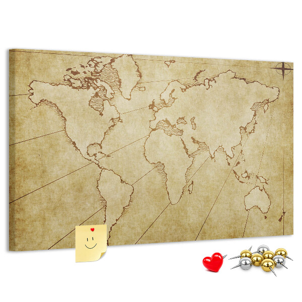 Cork board Old world map