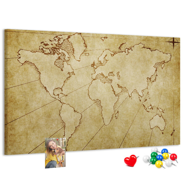 Cork board Old world map