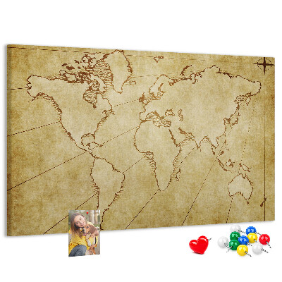 Cork board Old world map