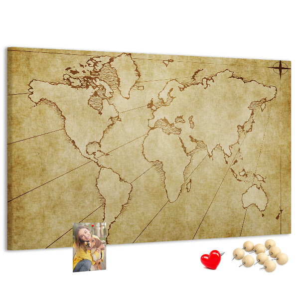 Cork board Old world map