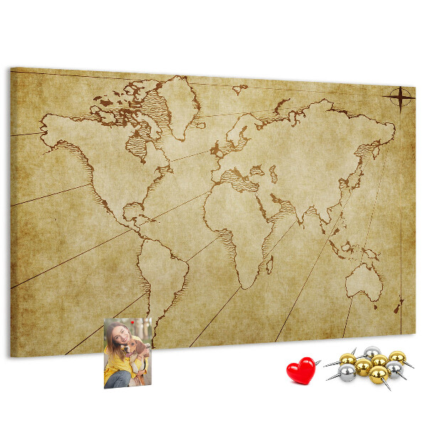 Cork board Old world map