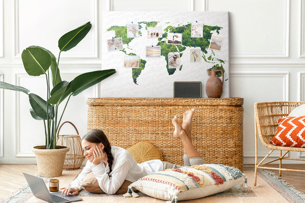 Cork display board Green forest map
