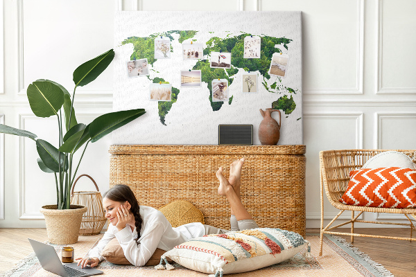 Cork display board Green forest map