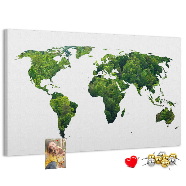 Cork display board Green forest map