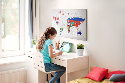 Cork display board National flags map