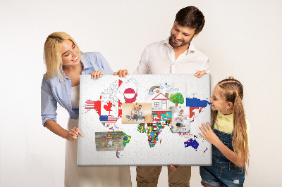 Cork display board National flags map