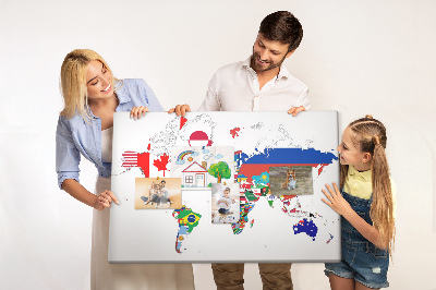 Cork display board National flags map