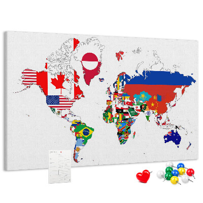Cork display board National flags map