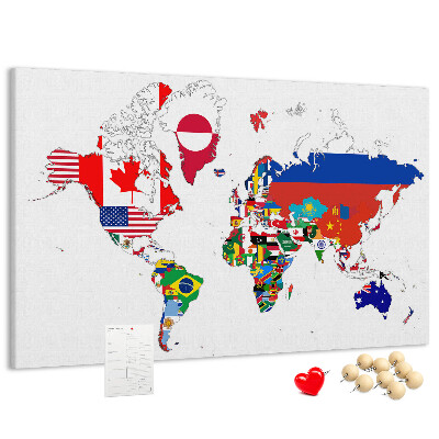 Cork display board National flags map