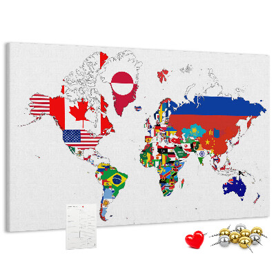 Cork display board National flags map