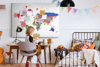 Cork display board National flags map