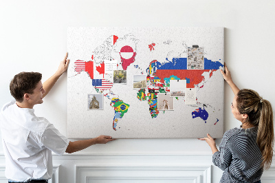 Cork display board National flags map