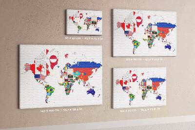 Cork display board National flags map