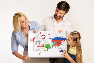 Cork display board National flags map