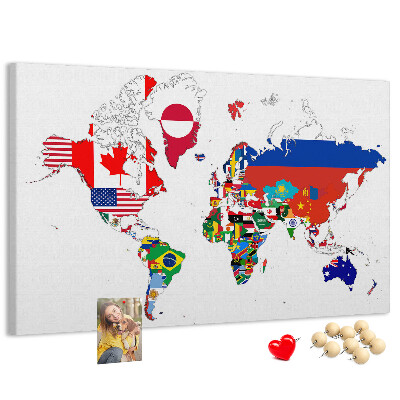 Cork display board National flags map