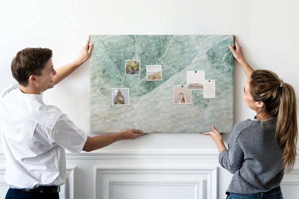 Cork memo board Marble surface