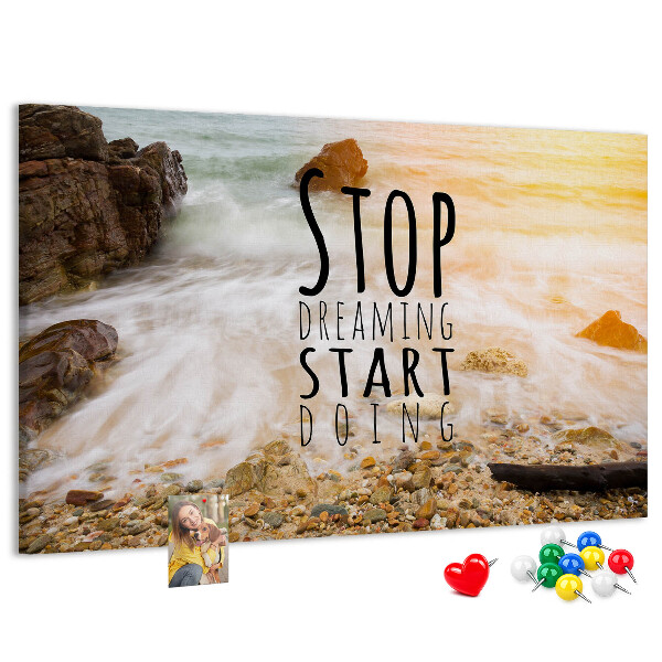 Cork memo board Motivational text