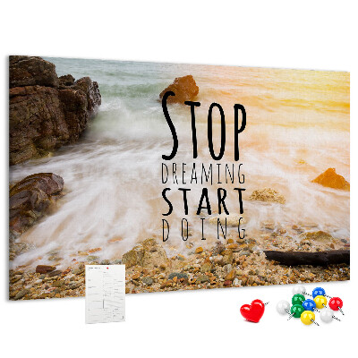 Cork memo board Motivational text