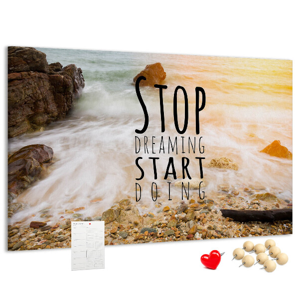 Cork memo board Motivational text
