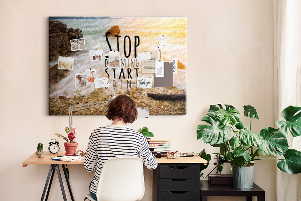 Cork memo board Motivational text