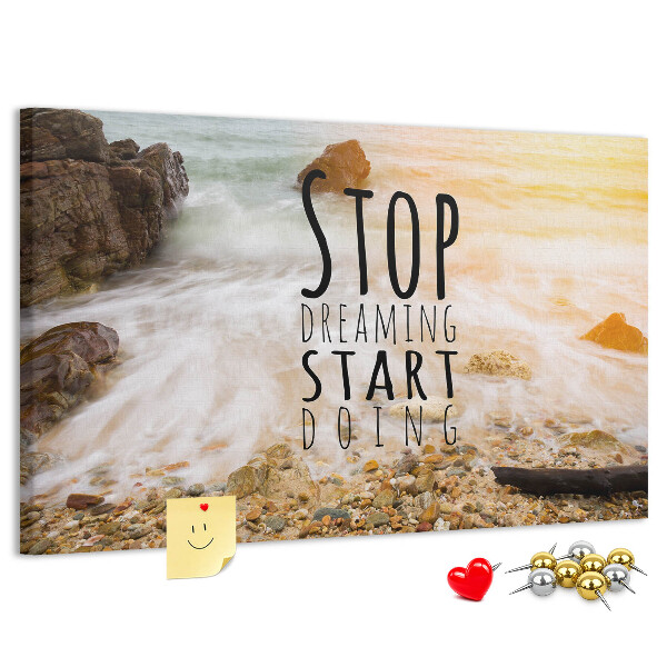 Cork memo board Motivational text