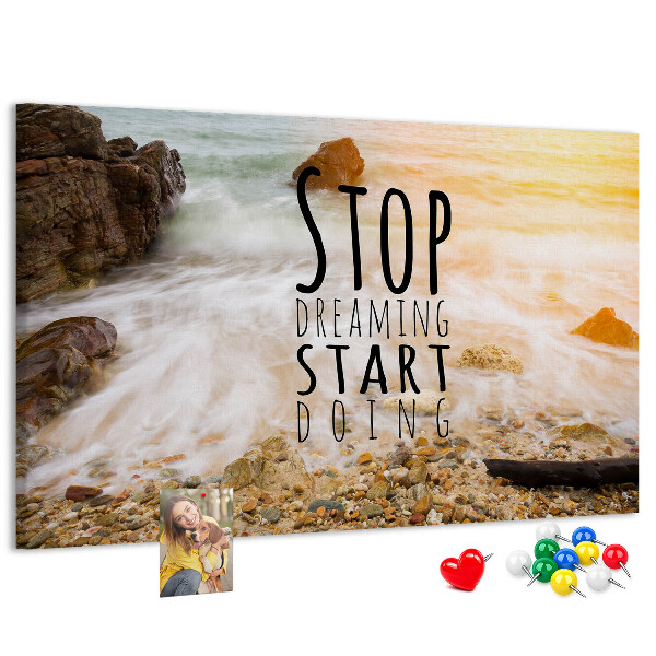 Cork memo board Motivational text