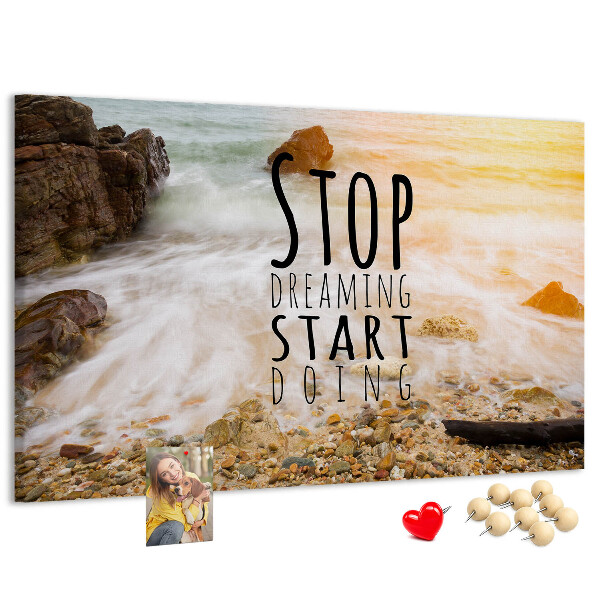 Cork memo board Motivational text