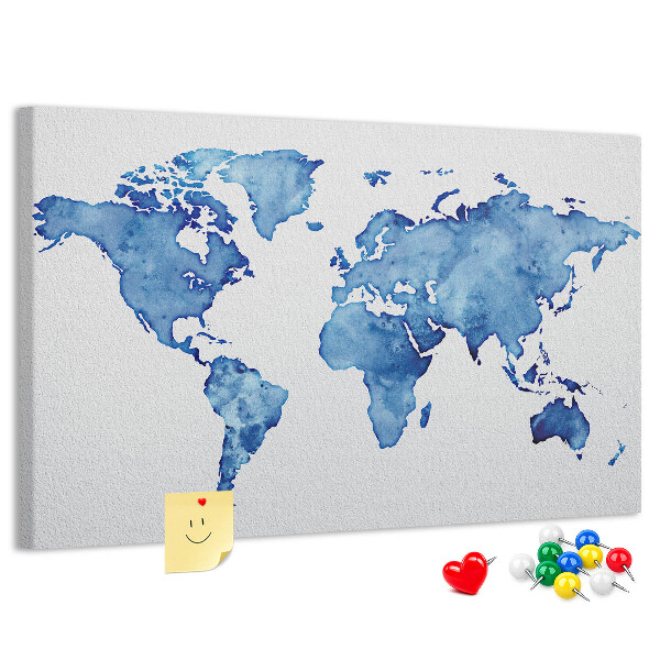 Cork display board Watercolor world map