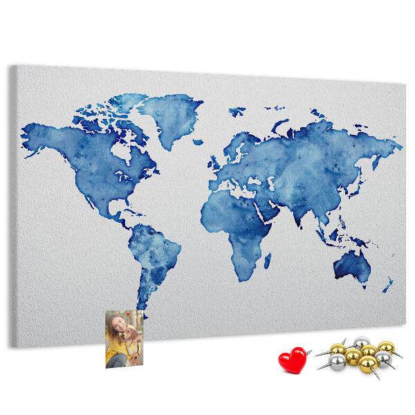 Cork display board Watercolor world map