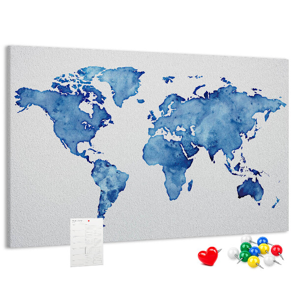 Cork display board Watercolor world map