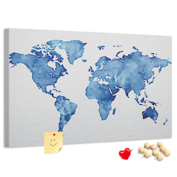 Cork display board Watercolor world map