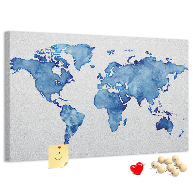 Cork display board Watercolor world map