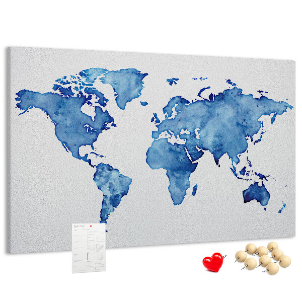 Cork display board Watercolor world map