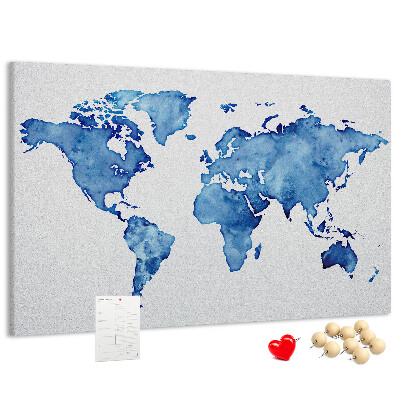 Cork display board Watercolor world map