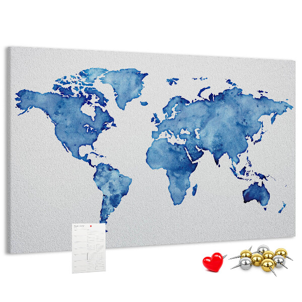 Cork display board Watercolor world map