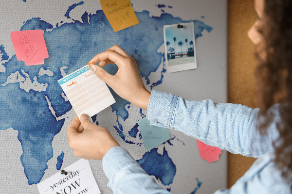 Cork display board Watercolor world map