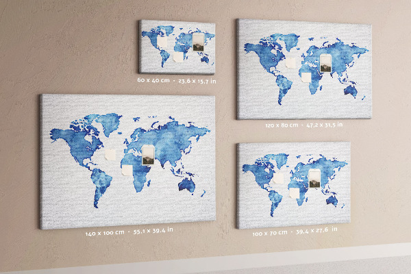 Cork display board Watercolor world map