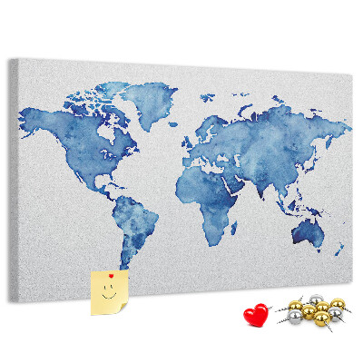Cork display board Watercolor world map