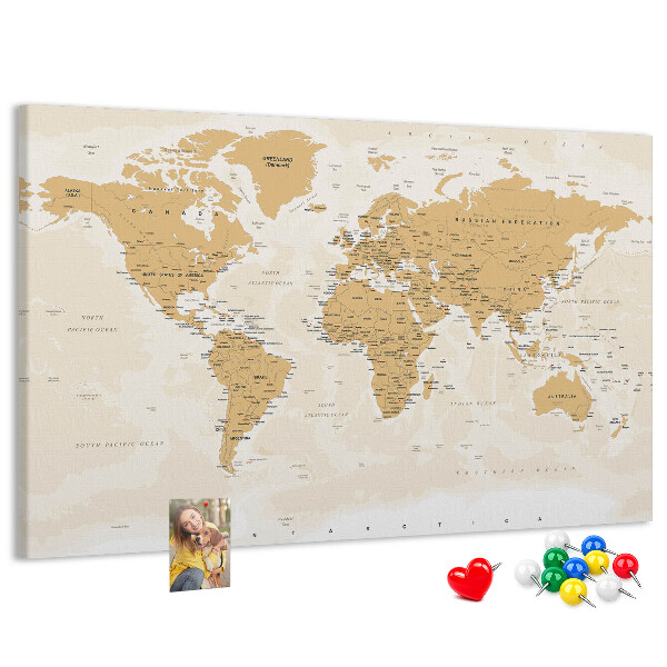 Cork display board Political World Map